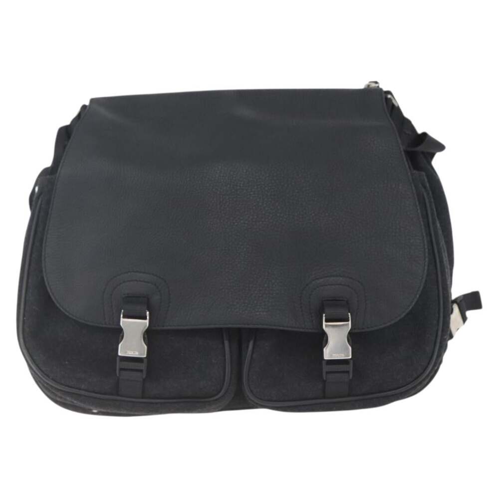Prada Wool Leather Shoulder Bag Black